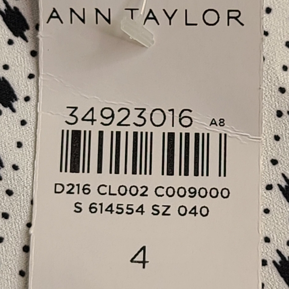25-4 Ann Taylor Black & White Sheath Dress Sleeveless Crew Neck NWT Size 4 - Picture 6 of 6